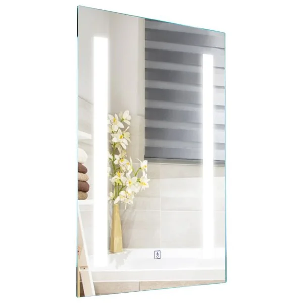 Miroir de Salle de Bain à LED 3 Couleurs 79,5 x 50,5CM Mirror Mural Cosmetic à Luminosité Réglable avec Bouton Tactile
