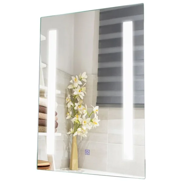 Miroir de Salle de Bain à LED 3 Couleurs 79,5 x 50,5CM Mirror Mural Cosmetic à Luminosité Réglable avec Bouton Tactile