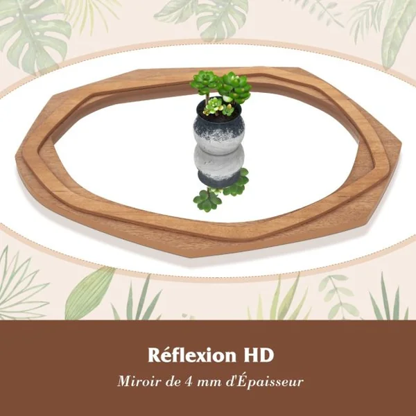 Miroir Décoratif à Cadre Irrégulier Grand Miroir Mural Imperméable de 89,5 x 66 Cm avec Vis d'Expansion Miroir Mural Élégant pour Salon Naturel