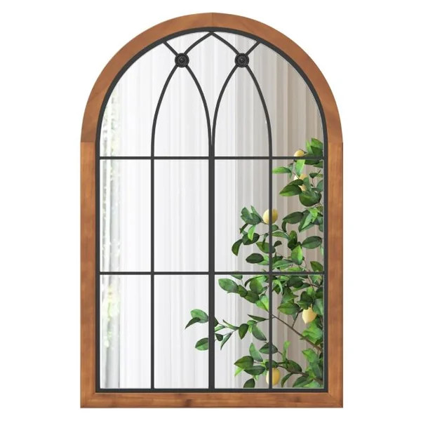 Miroir en Forme de Fenêtre Arquée Miroir Décoratif Mural 60 x 90 CM