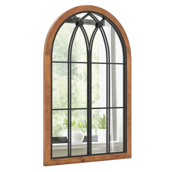 Miroir en Forme de Fenêtre Arquée Miroir Décoratif Mural 60 x 90 CM