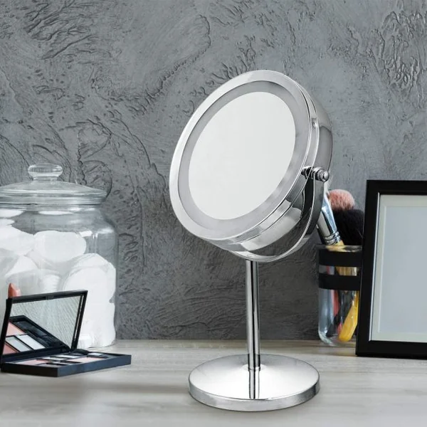 Miroir Maquillage Cosmétique Grossissement X5 avec Lumières LED Rotation à 360 degrés pour Maquillage Rasage Epilation Maison ou Voyage