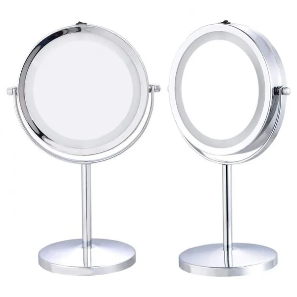 Miroir Maquillage Cosmétique Grossissement X5 avec Lumières LED Rotation à 360 degrés pour Maquillage Rasage Epilation Maison ou Voyage