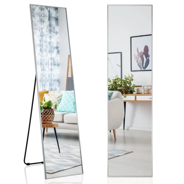Miroir Pleine Longueur 160 X 40 CM Miroir Rectangulaire avec Verre Incassable et Cadre en Alliage D'aluminium pour Chambre Salon Entrée Noir/Argent/Or