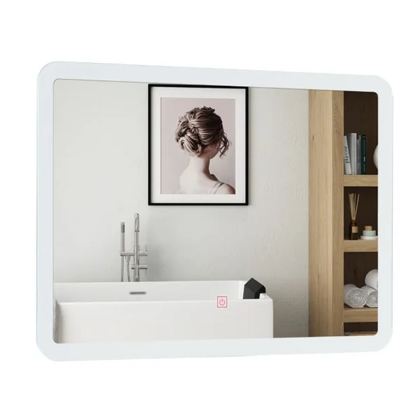 Miroir Salle de Bain LED 70x50cm avec 3 Couleurs et Luminosité Réglables Interrupteur Tactile Fonction de Mémoire
