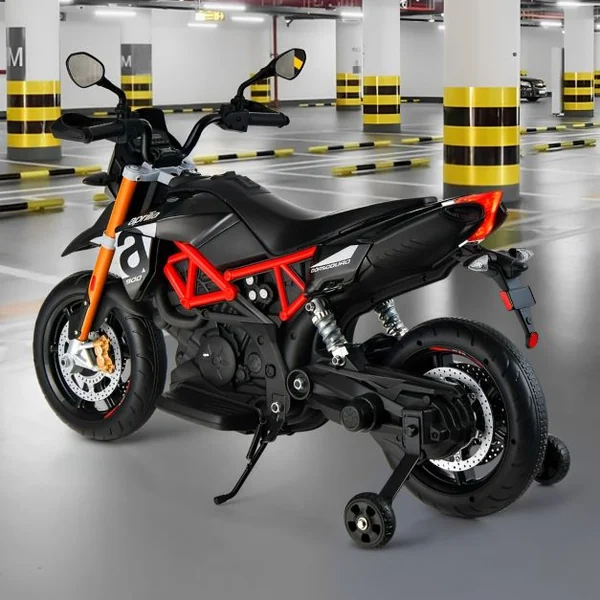 Moto Electrique pour Enfants 12V avec Lumières LED Musique MP3 Roues Antidérapantes 37-95 mois Gris