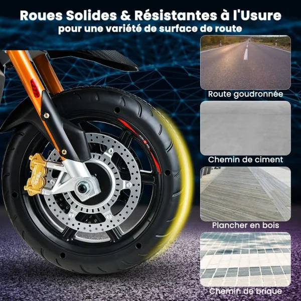 Moto Electrique pour Enfants 12V avec Lumières LED Musique MP3 Roues Antidérapantes 37-95 mois Gris