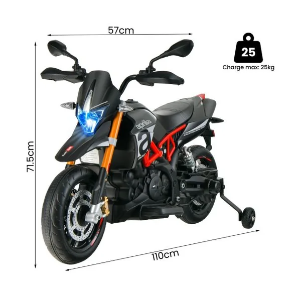 Moto Electrique pour Enfants 12V avec Lumières LED Musique MP3 Roues Antidérapantes 37-95 mois Gris
