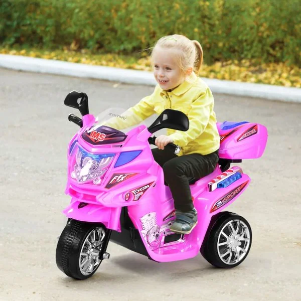 Moto Electrique pour Enfants Scooter 6 V à 3 Roues avec Phares LED 37-84 Mois Charge max.:25 kg Rouge