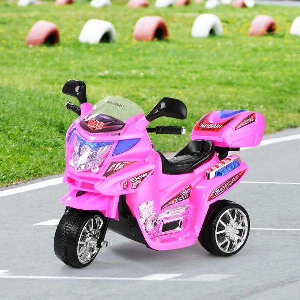 Moto Electrique pour Enfants Scooter 6 V à 3 Roues avec Phares LED 37-84 Mois Charge max.:25 kg Rouge