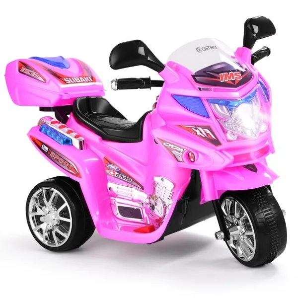 Moto Electrique pour Enfants Scooter 6 V à 3 Roues avec Phares LED 37-84 Mois Charge max.:25 kg Rouge