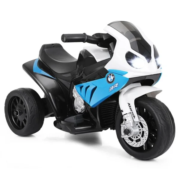 Moto Electrique pour Enfants à 3 Roues avec Phare Lumineux Musiques 6 V / 4Ah 2,5 Km/h pour Garçons et Filles 18-36 Mois Bleu/Noir/Rouge