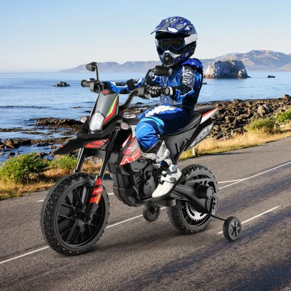 Moto Électrique pour Enfant 3 à 8 Ans avec Musique et Bleutooth Vitesse 5,5 - 6 km/h Batterie 12V Inclus Charge 30 KG Bleu/Blanc/Jaune/Rouge