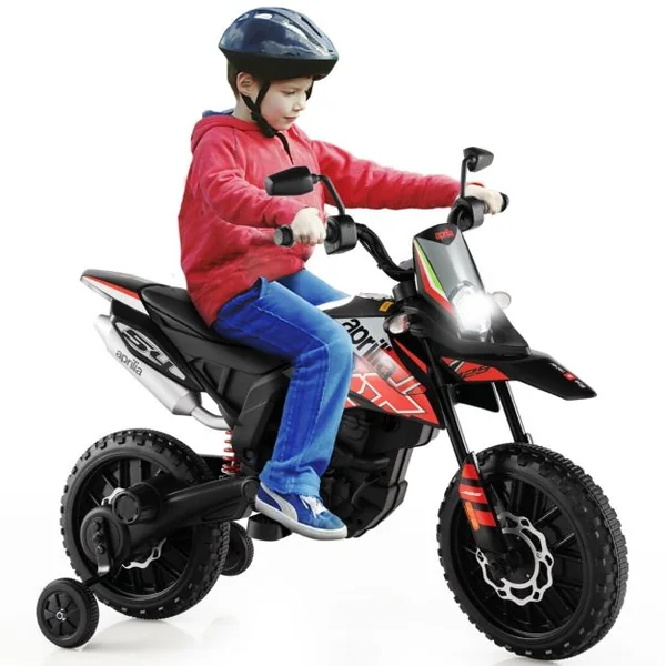 Moto Électrique pour Enfant 3 à 8 Ans avec Musique et Bleutooth Vitesse 5,5 - 6 km/h Batterie 12V Inclus Charge 30 KG Bleu/Blanc/Jaune/Rouge