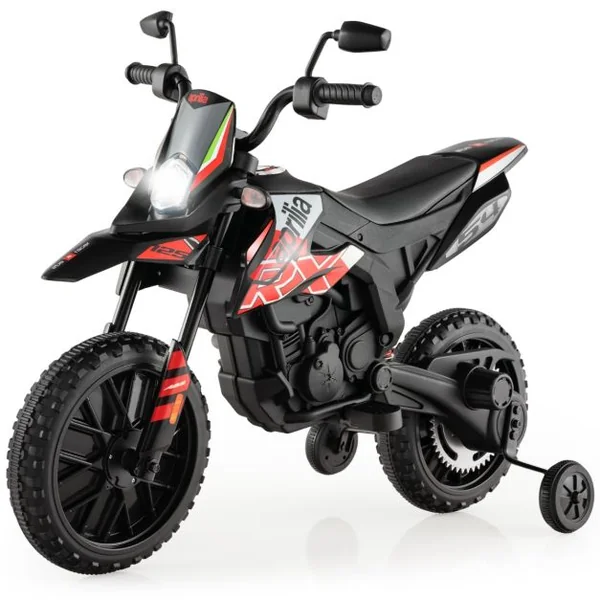 Moto Électrique pour Enfant 3 à 8 Ans avec Musique et Bleutooth Vitesse 5,5 - 6 km/h Batterie 12V Inclus Charge 30 KG Bleu/Blanc/Jaune/Rouge