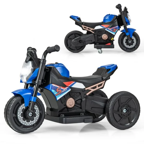 Moto Électrique pour Enfants Alimentée par Batterie 6V avec Conversion 3 Roues & Roues d'Entraînement Détachables pour 18-36 Mois Rouge