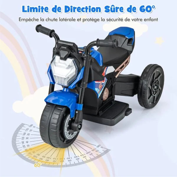 Moto Électrique pour Enfants Alimentée par Batterie 6V avec Conversion 3 Roues & Roues d'Entraînement Détachables pour 18-36 Mois Rouge