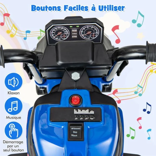 Moto Électrique pour Enfants Alimentée par Batterie 6V avec Conversion 3 Roues & Roues d'Entraînement Détachables pour 18-36 Mois Rouge