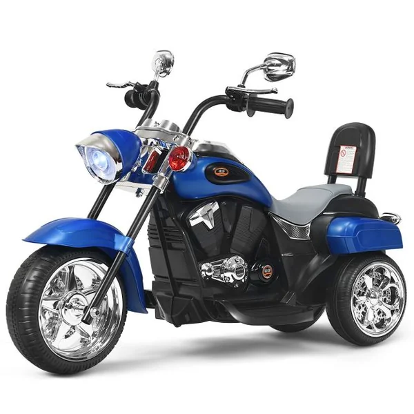 Moto Électrique Scooter 3 Roues pour Enfants 6V 3 Km/h Effet Sonore et Lumineux 3 Ans + Style de Chopper 8 Couleur à Choix