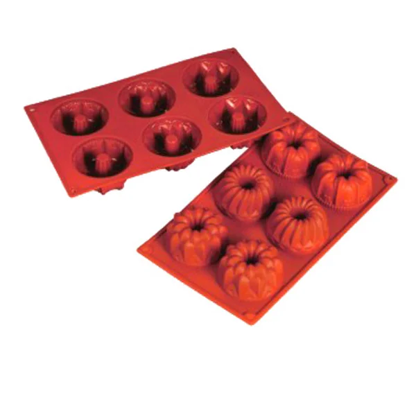 MOULE BRIOCHETTE Ø 7,5x4 CM 17,5x30 CM ROUGE SILICONE (1 UNITÉ) - Garcia de Pou