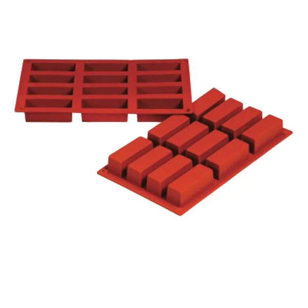 MOULE CAKE 7,9x2,9x3 CM 17,5x30 CM ROUGE SILICONE (1 UNITÉ) - Garcia de Pou