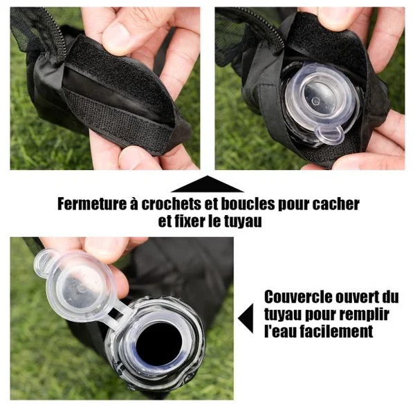 Moustiquaire pour Parasol Cylindrique Parasol 3M en Maille Baldaquin Fermeture à Glissière Double Face Tuyau Coupe-vent Noir