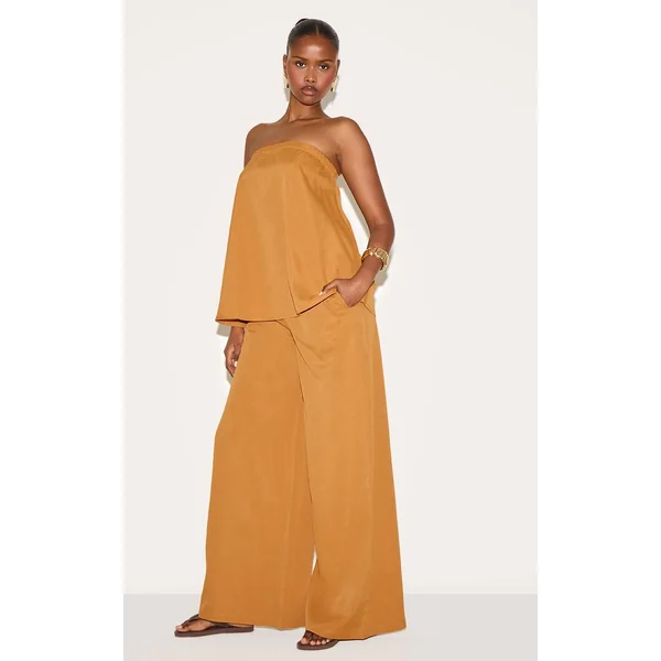 Moutarde Top Bandeau Long Tissé Moutarde Foncé