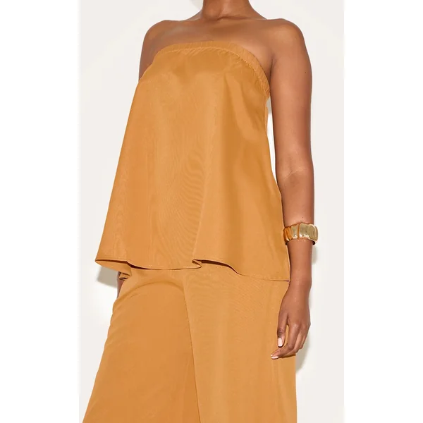 Moutarde Top Bandeau Long Tissé Moutarde Foncé