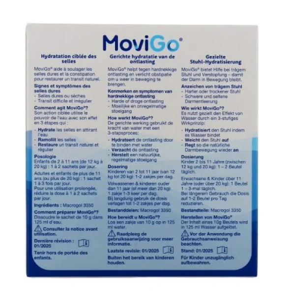 MOVIGO - SOULAGER LES SELLES DURES ET LA CONSTIPATION - POUDRE - 10 SACHETS