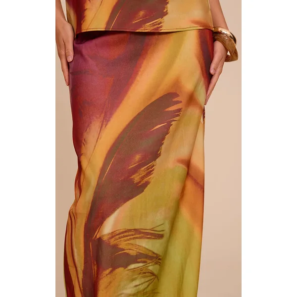 Multicolore Jupe Longue Tissée À Imprimé Fleuri