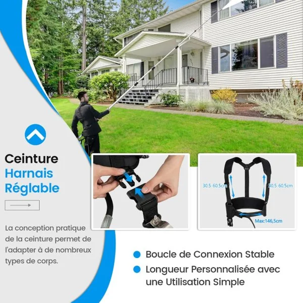 Nettoyeur Haute Pression 550 CM Rallonge Télescopique Kit de Baguette de Pulvérisation avec 2 adaptateurs 5 Buses de Pulvérisation Coupleur