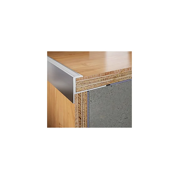 Nez de marche extérieur Diall carré aluminium brut argent lisse 28mmx250cm