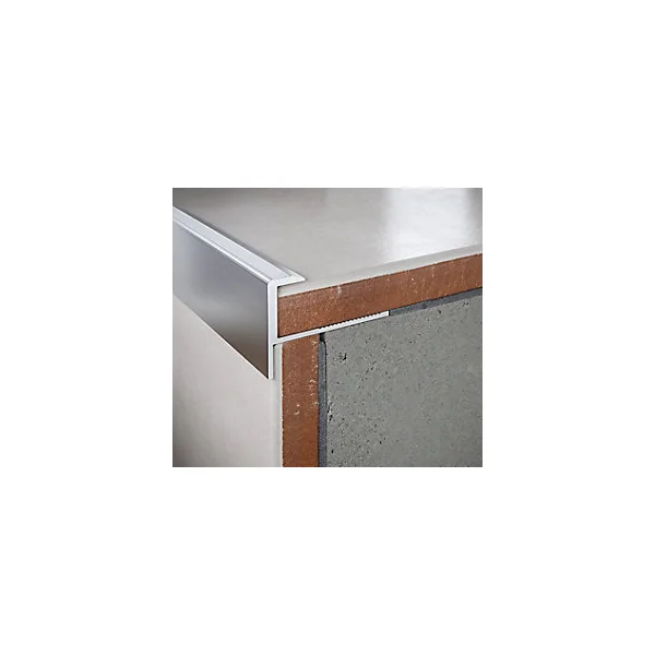 Nez de marche extérieur Diall carré aluminium brut argent lisse 28mmx250cm