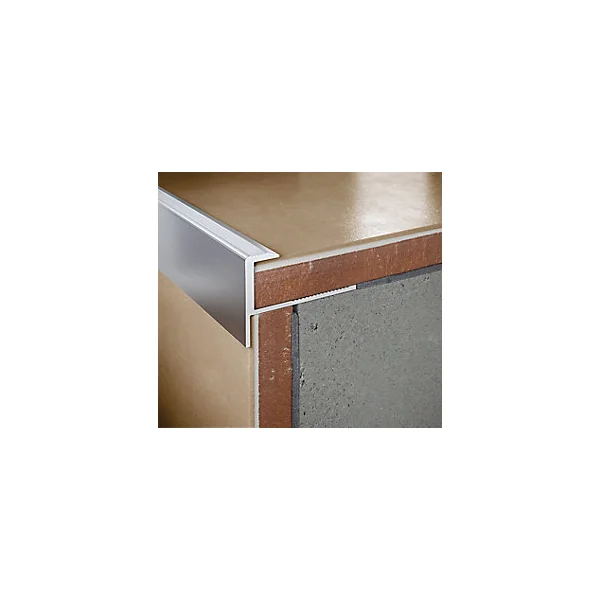 Nez de marche extérieur Diall carré aluminium brut argent lisse 28mmx250cm
