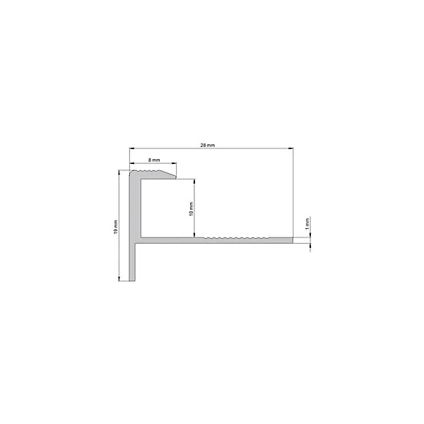 Nez de marche extérieur Diall carré aluminium brut argent lisse 28mmx250cm