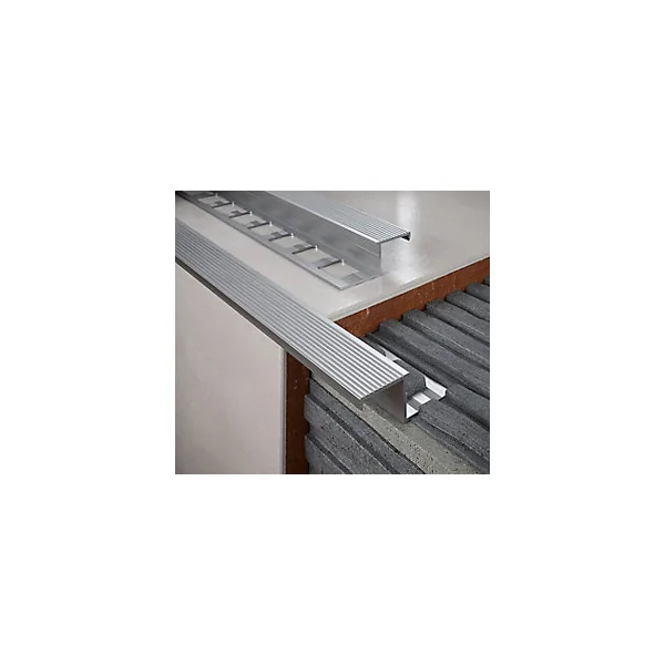 Nez de marche extérieur Diall droit aluminium brut argent lisse 35mmx250cm
