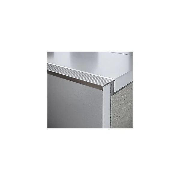 Nez de marche extérieur Diall droit aluminium brut argent lisse 35mmx250cm