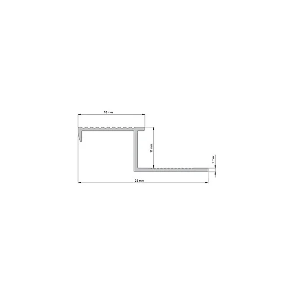 Nez de marche extérieur Diall droit aluminium brut argent lisse 35mmx250cm
