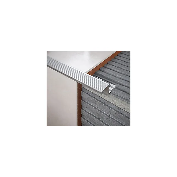 Nez de marche extérieur Diall droit aluminium brut argent lisse 35mmx250cm
