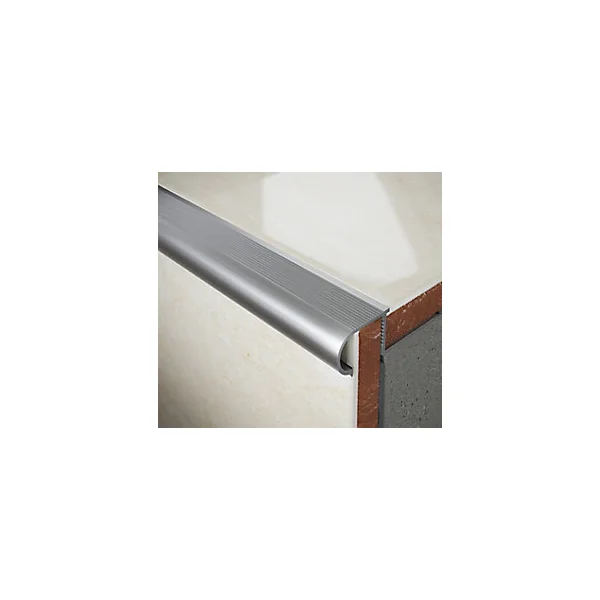 Nez de marche extérieur Diall rond aluminium brut argent lisse 37mmx250cm