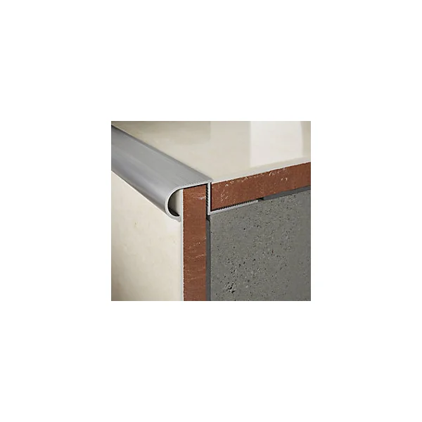 Nez de marche extérieur Diall rond aluminium brut argent lisse 37mmx250cm