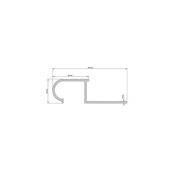 Nez de marche extérieur Diall rond aluminium brut argent lisse 37mmx250cm