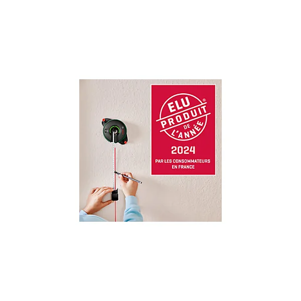 Niveau laser avec mètre ruban (2m) intégré Bosch Atino laser ligne 2,2 m, faisceau rouge, laser classe 2