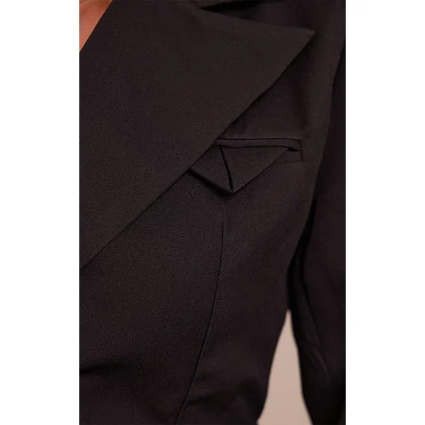 Noir Blazer Ajusté Asymétrique Croisé Avec Taille Ajustable Shape
