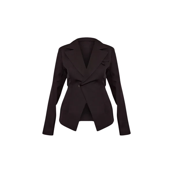 Noir Blazer Ajusté Asymétrique Croisé Avec Taille Ajustable Shape