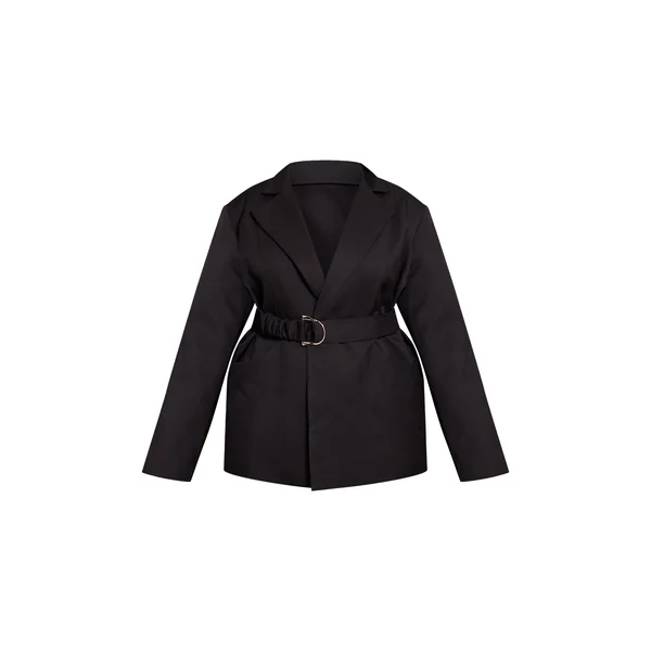 Noir Blazer Ceinturé Grande Taille