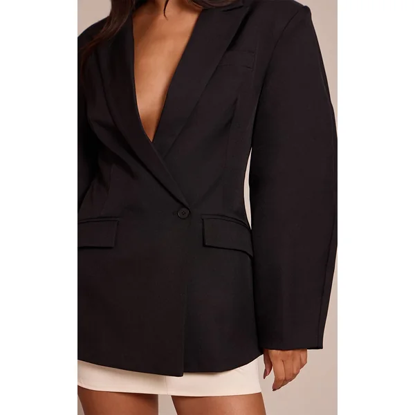 Noir Blazer À Manches Cocon Et Détail Asymétrique
