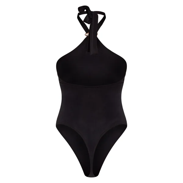 Noir Body À Encolure Licou Avec Détails De Finition Sculptant Mat