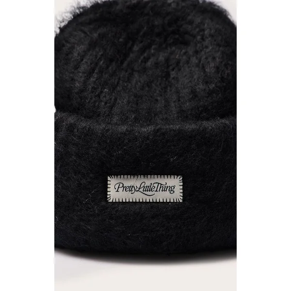 Noir Bonnet Côtelé Épais Moelleux