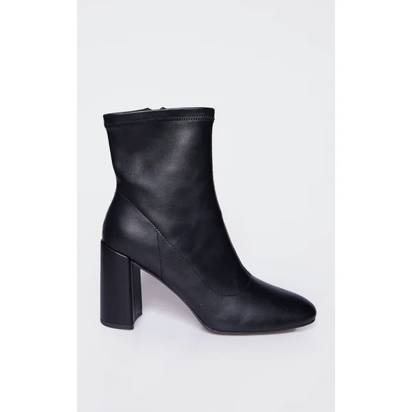 Noir Bottines Chaussettes À Talon Bout Rond Effet Croco En SYNTHÉTIQUE